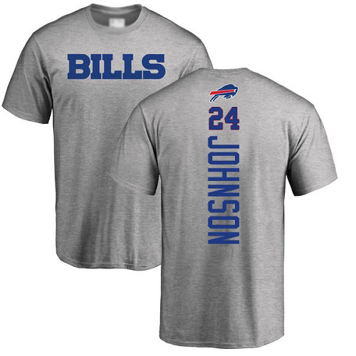 Men NFL Buffalo Bills #24 Taron Johnson Ash Backer T Shirt